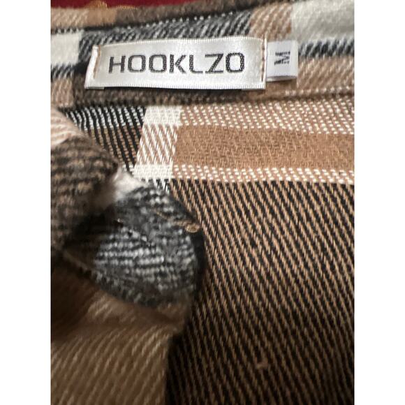 Women's Tan Plaid Button Down Shacket Jacket NWOT Size M - Picture 11 of 12